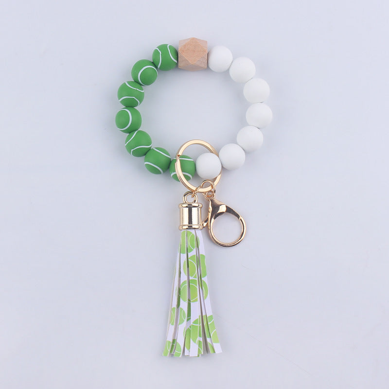 Llavero de muñeca con cuentas de silicona de fútbol al por mayor